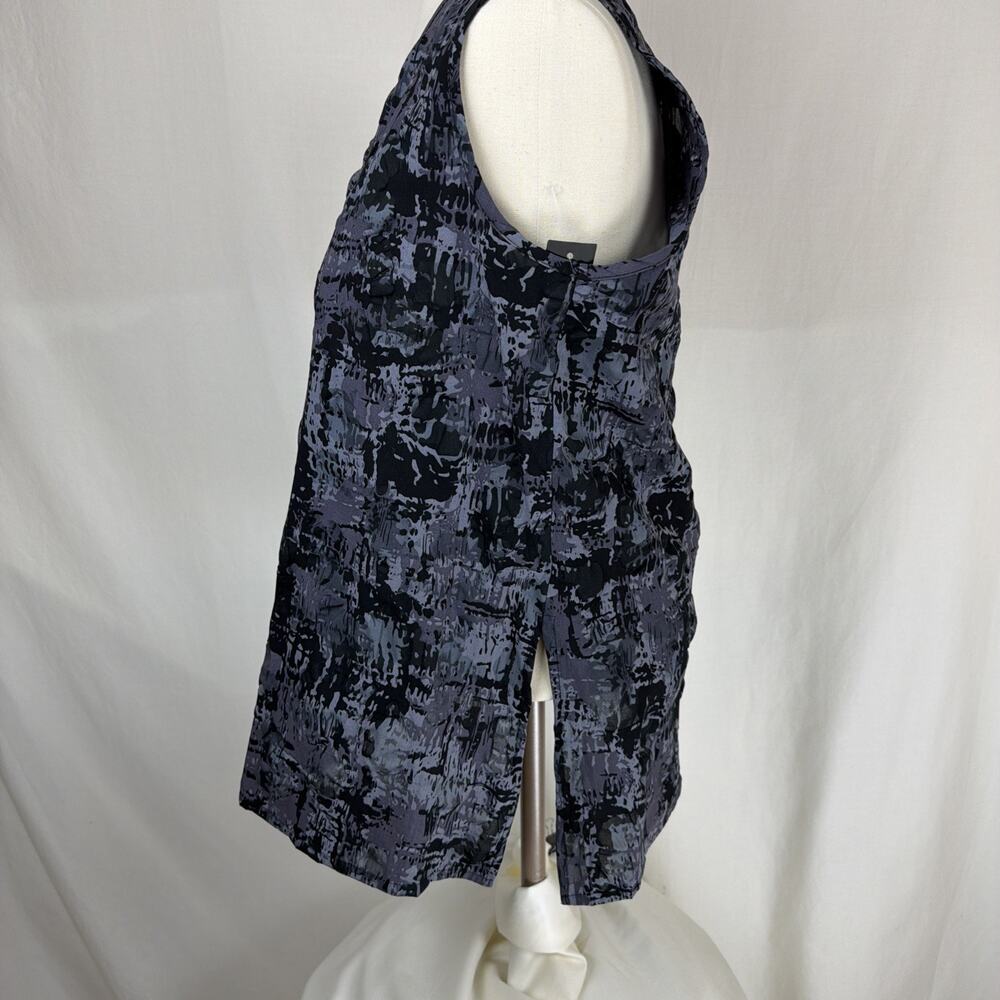 NWT Sydney TK108 Black Gray Pattern Crinkle Long Tank Top USA #0743 MED - Picture 2 of 6